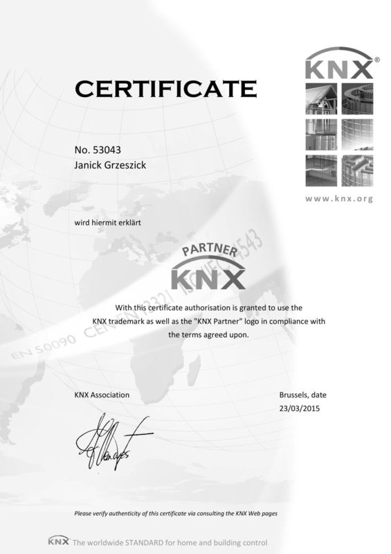 Smarthome Nord KNX Zertifikat